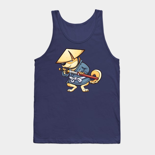 Shiba Inu Ronin Tank Top by memoangeles